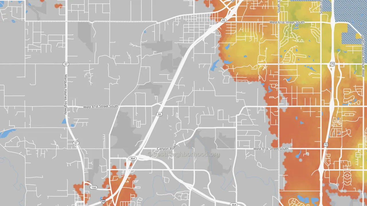 Bike Grade map of 74131, OK