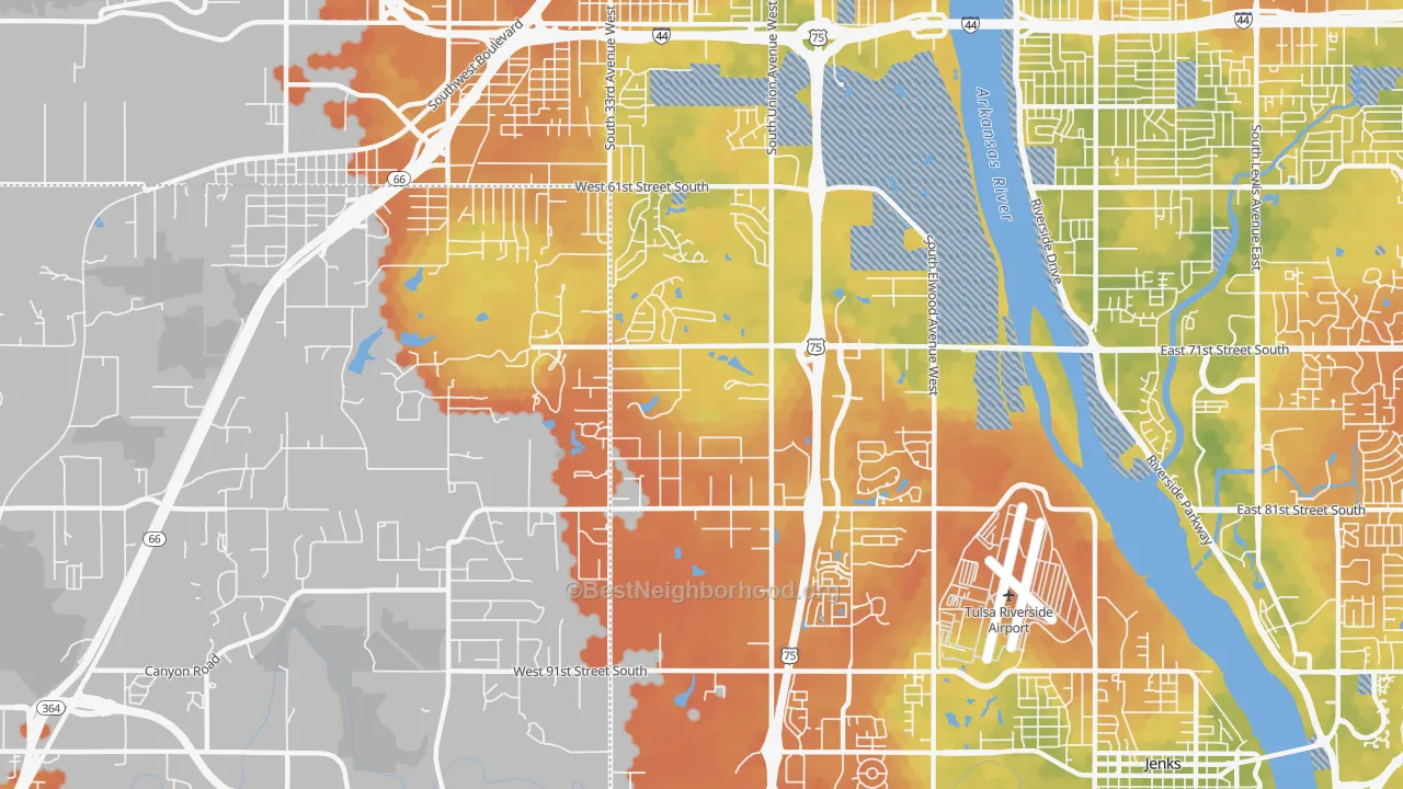 Bike Grade map of 74132, OK