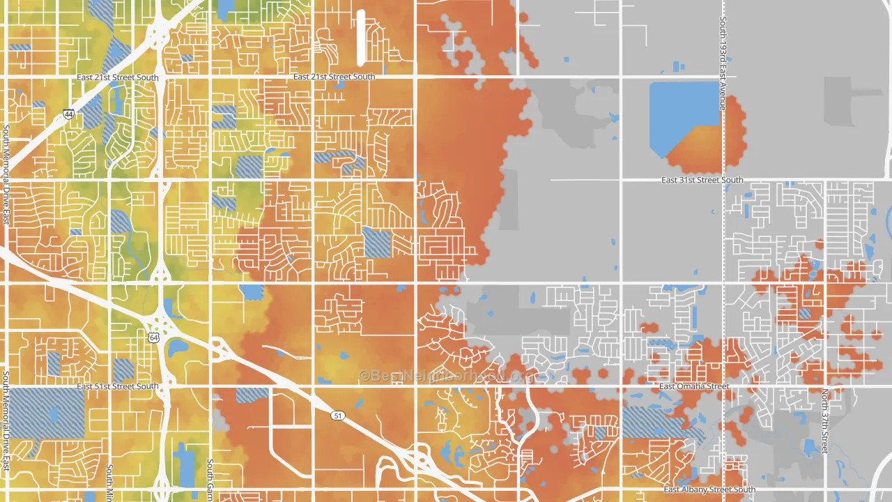 Bike Grade map of 74134, OK