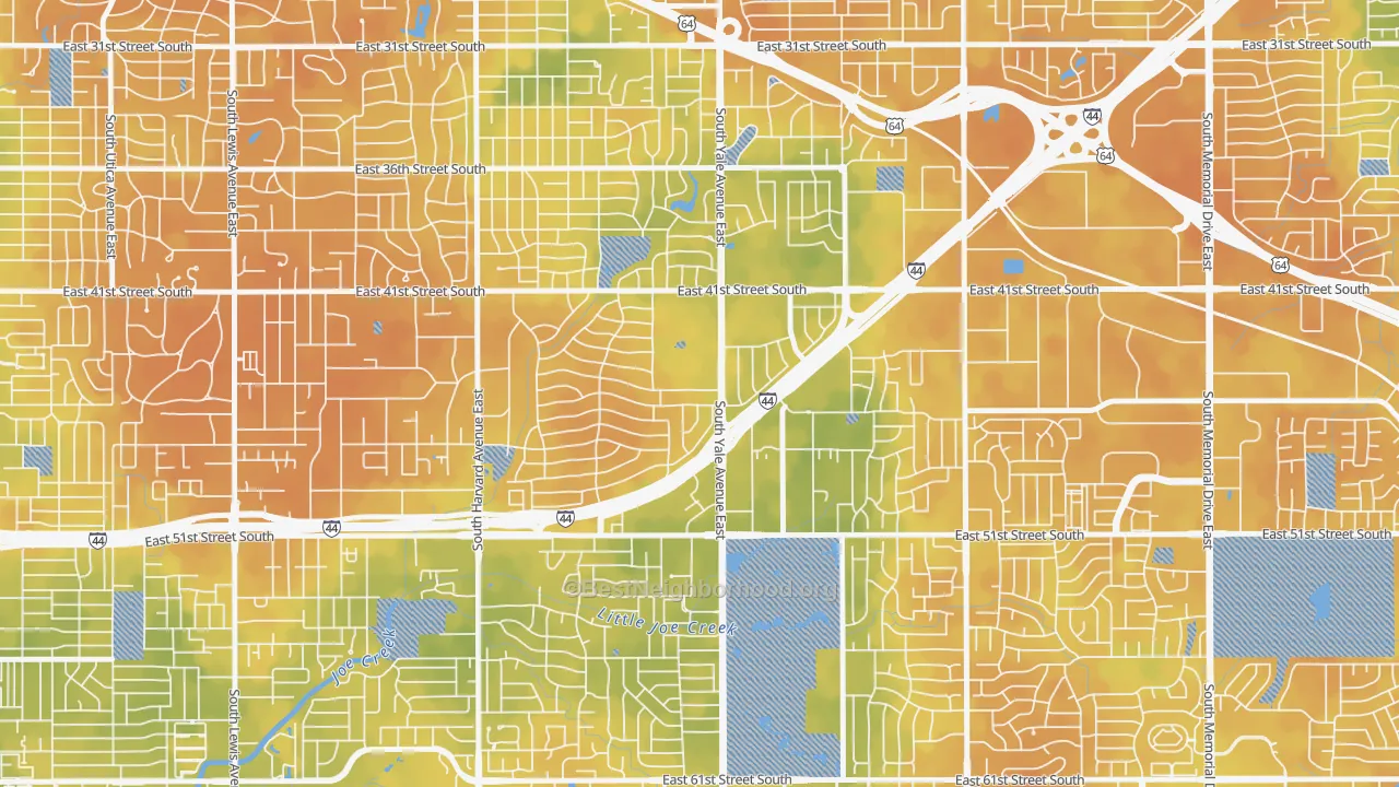 Bike Grade map of 74135, OK