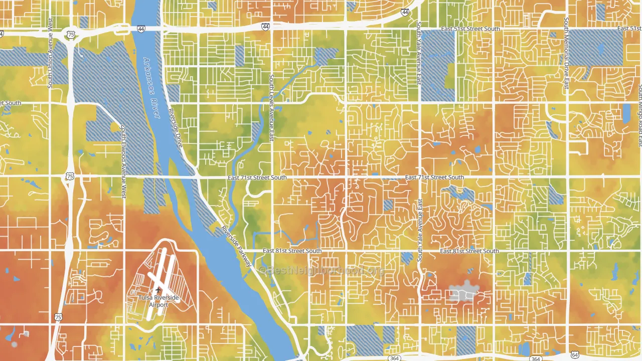 Bike Grade map of 74136, OK