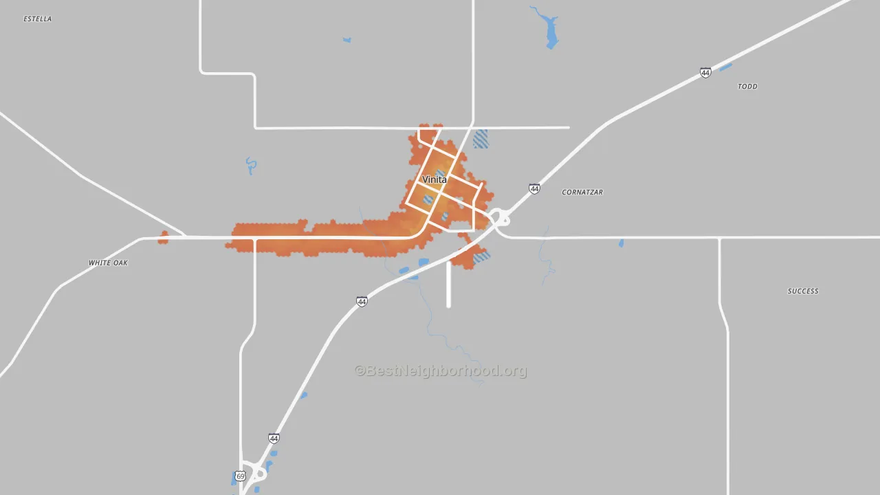 Bike Grade map of 74301, OK