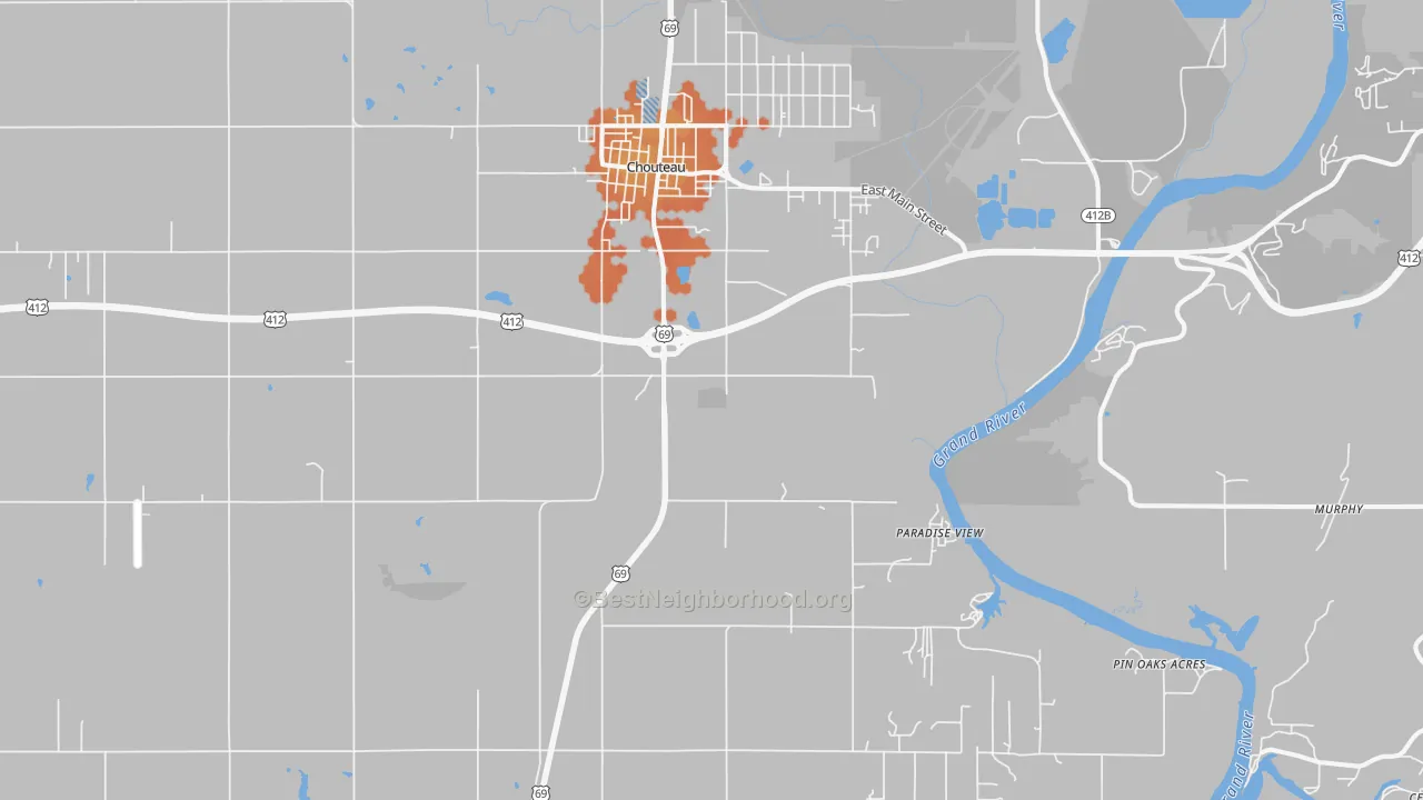 Bike Grade map of 74337, OK