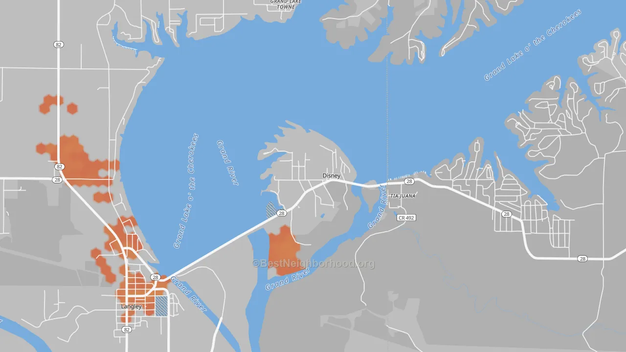 Bike Grade map of 74340, OK