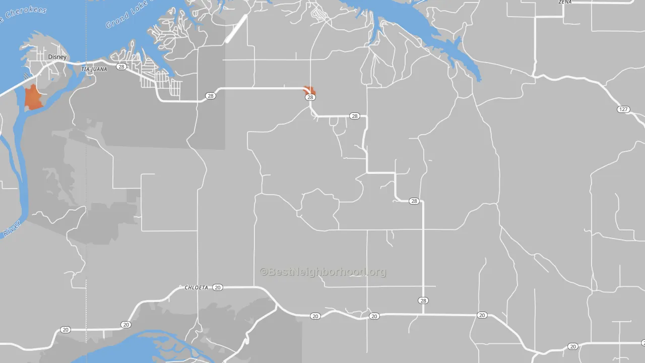 Bike Grade map of 74342, OK