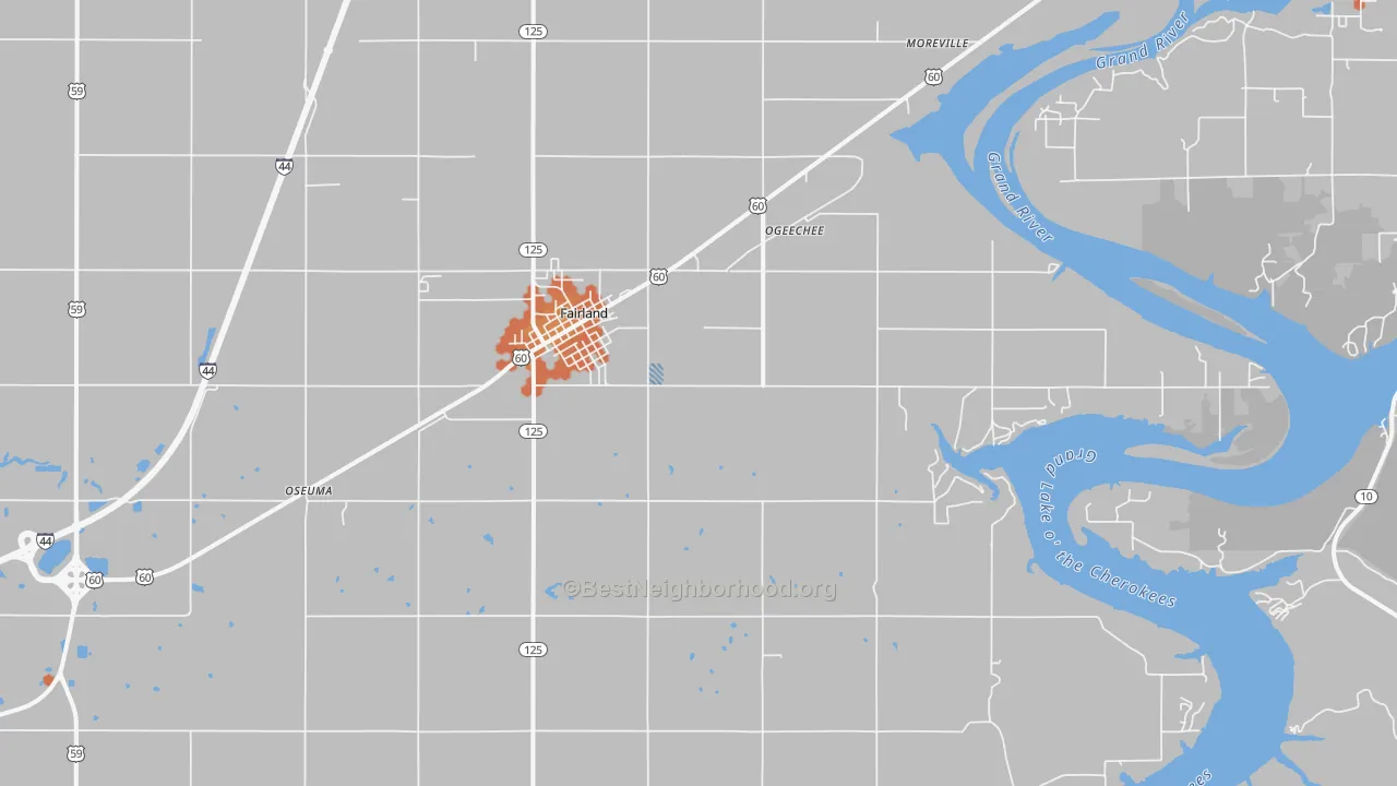 Bike Grade map of 74343, OK