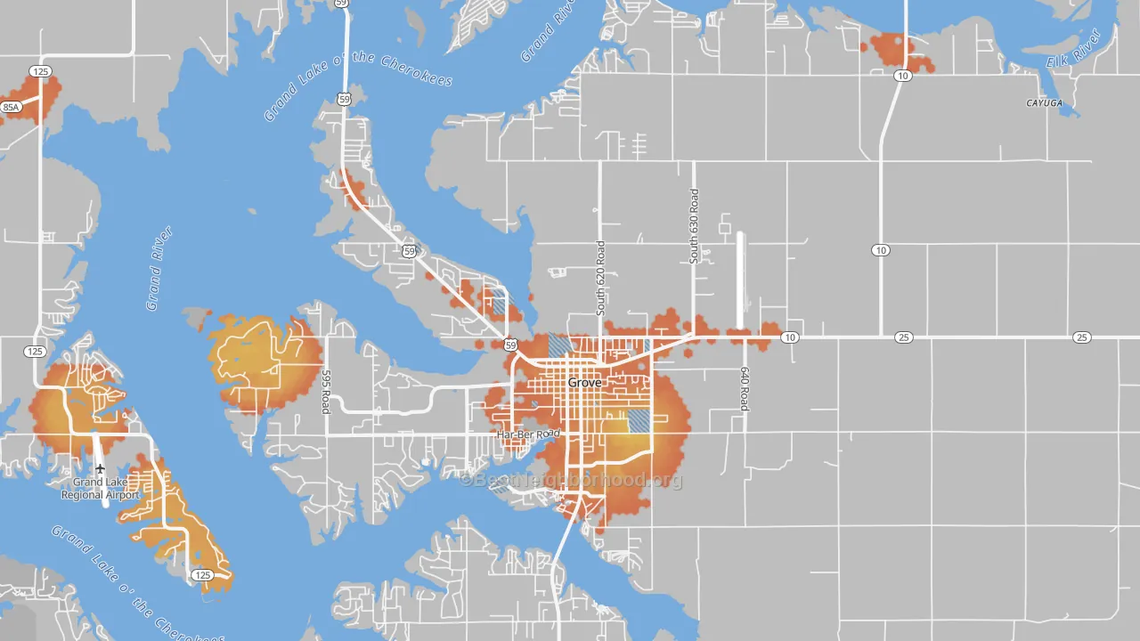 Bike Grade map of 74344, OK