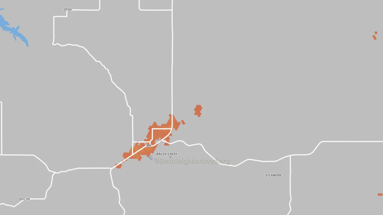 Bike Grade map of 74346, OK