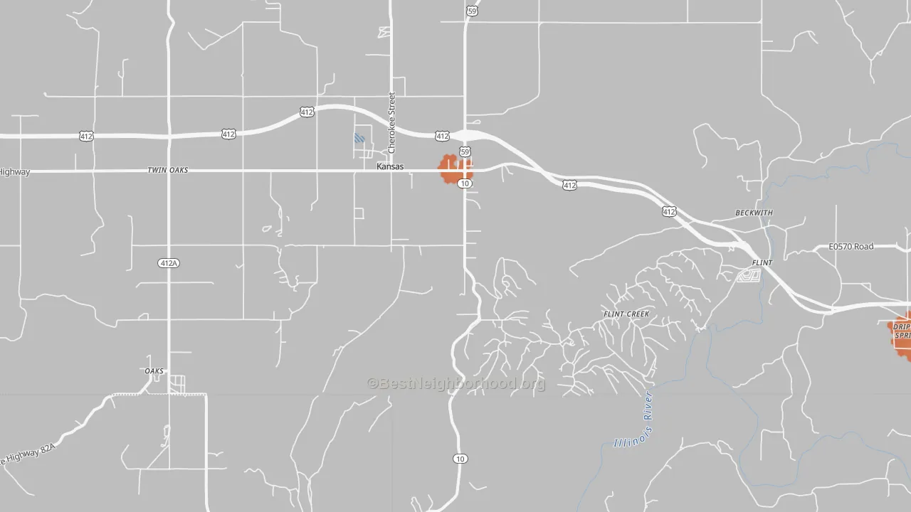 Bike Grade map of 74347, OK