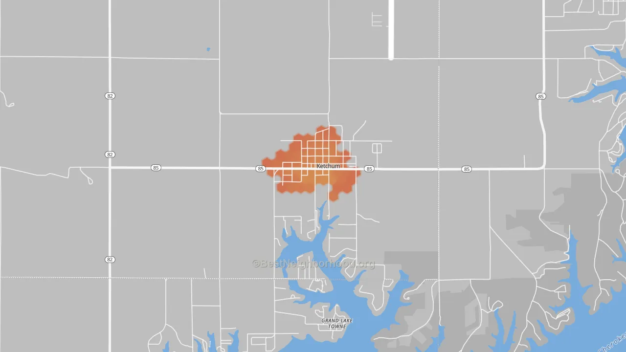 Bike Grade map of 74349, OK
