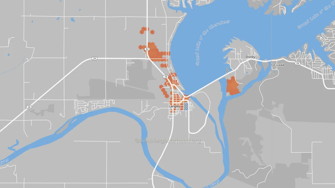 Bike Grade map of 74350, OK
