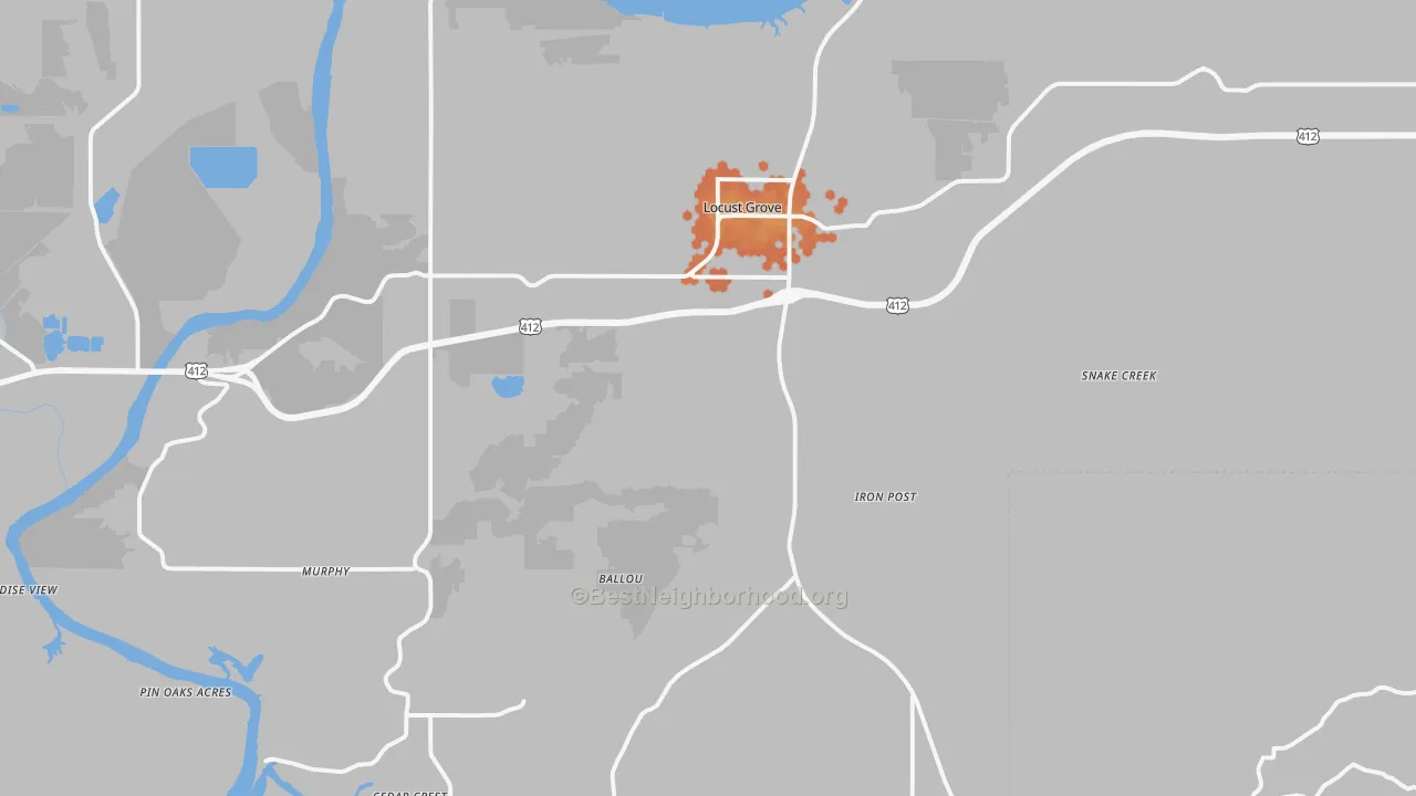 Bike Grade map of 74352, OK