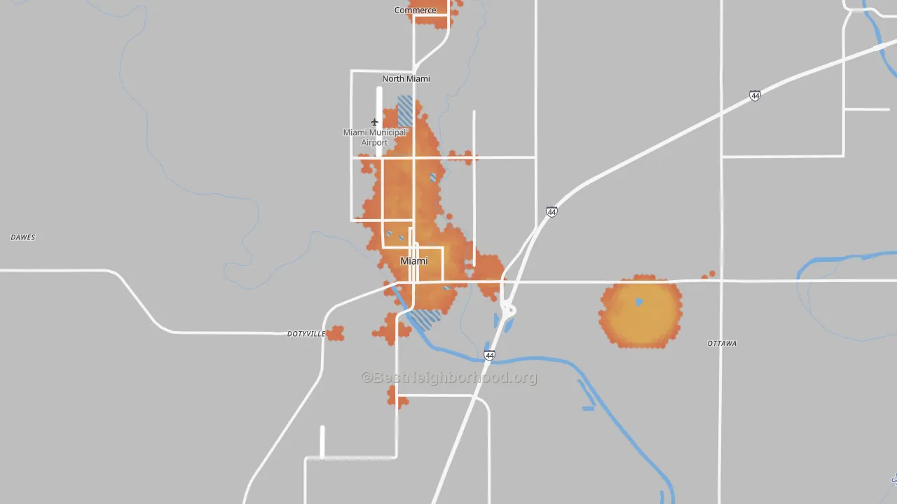 Bike Grade map of 74354, OK