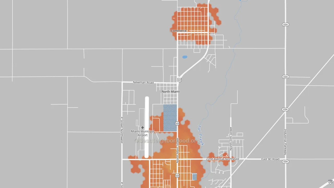 Bike Grade map of 74358, OK