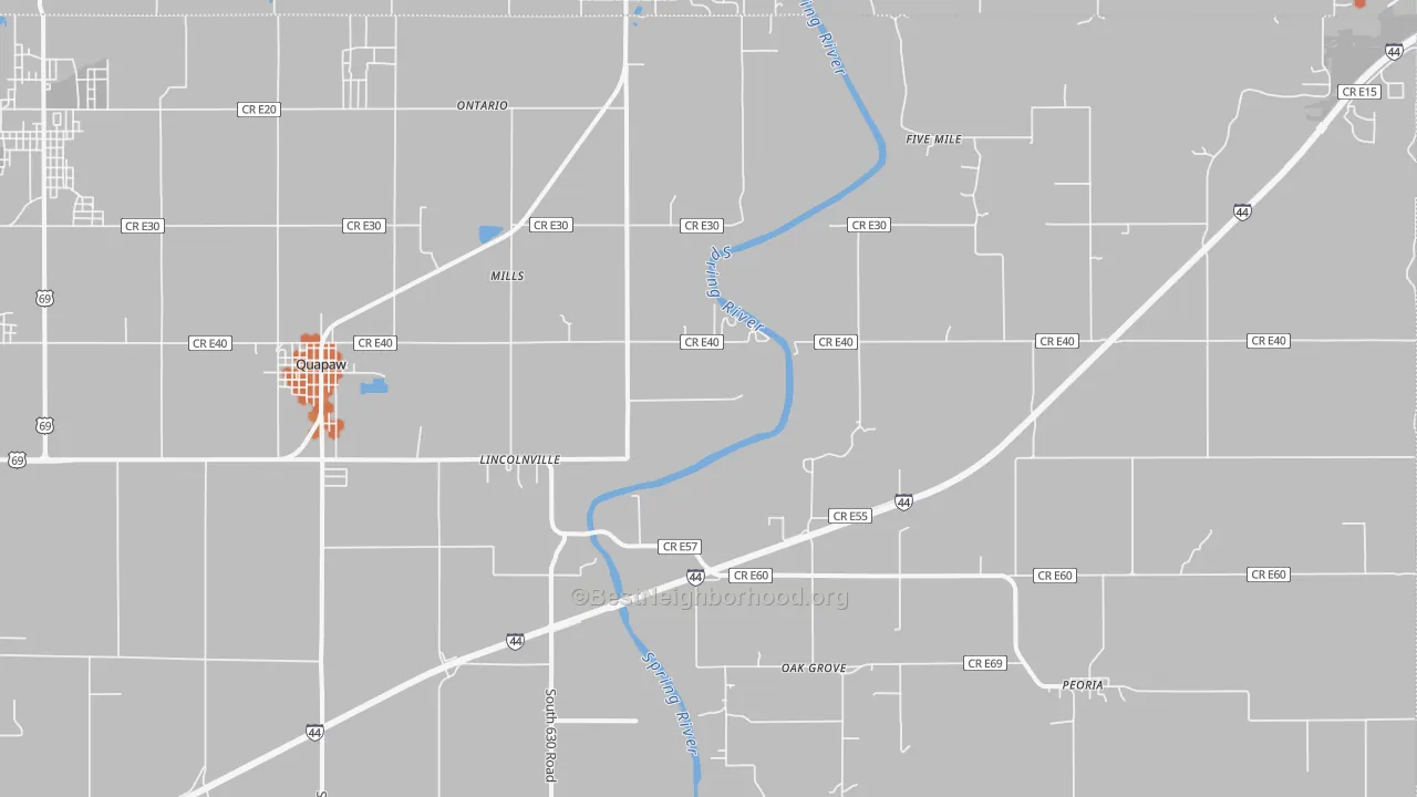 Bike Grade map of 74363, OK