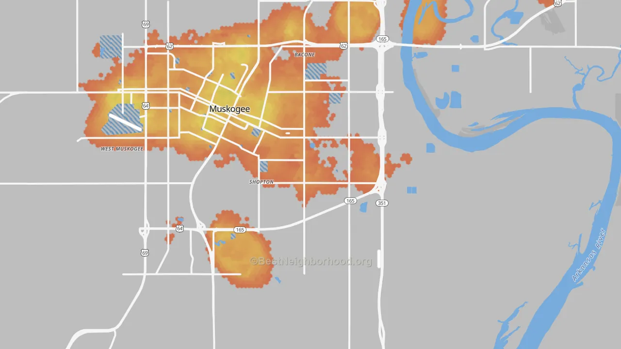 Bike Grade map of 74403, OK