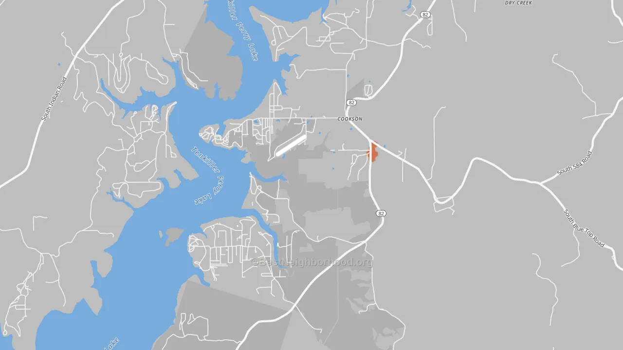 Bike Grade map of 74427, OK