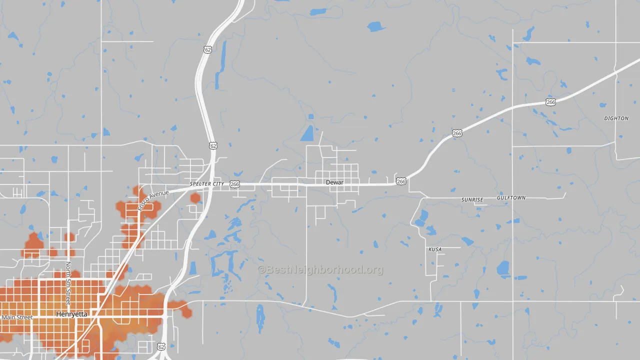 Bike Grade map of 74431, OK