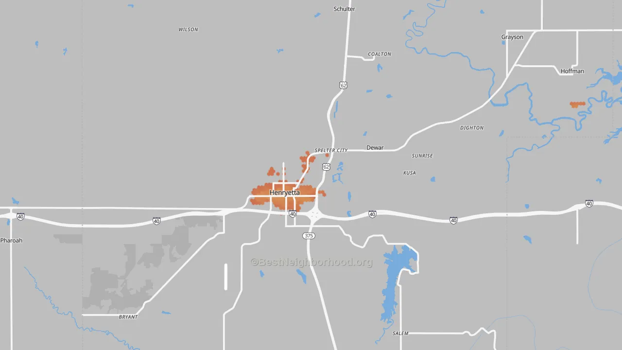 Bike Grade map of 74437, OK