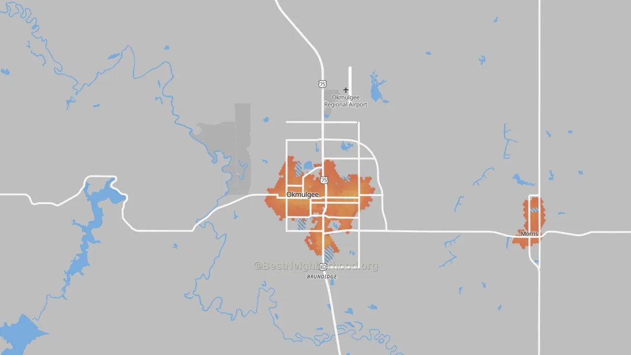 Bike Grade map of 74447, OK