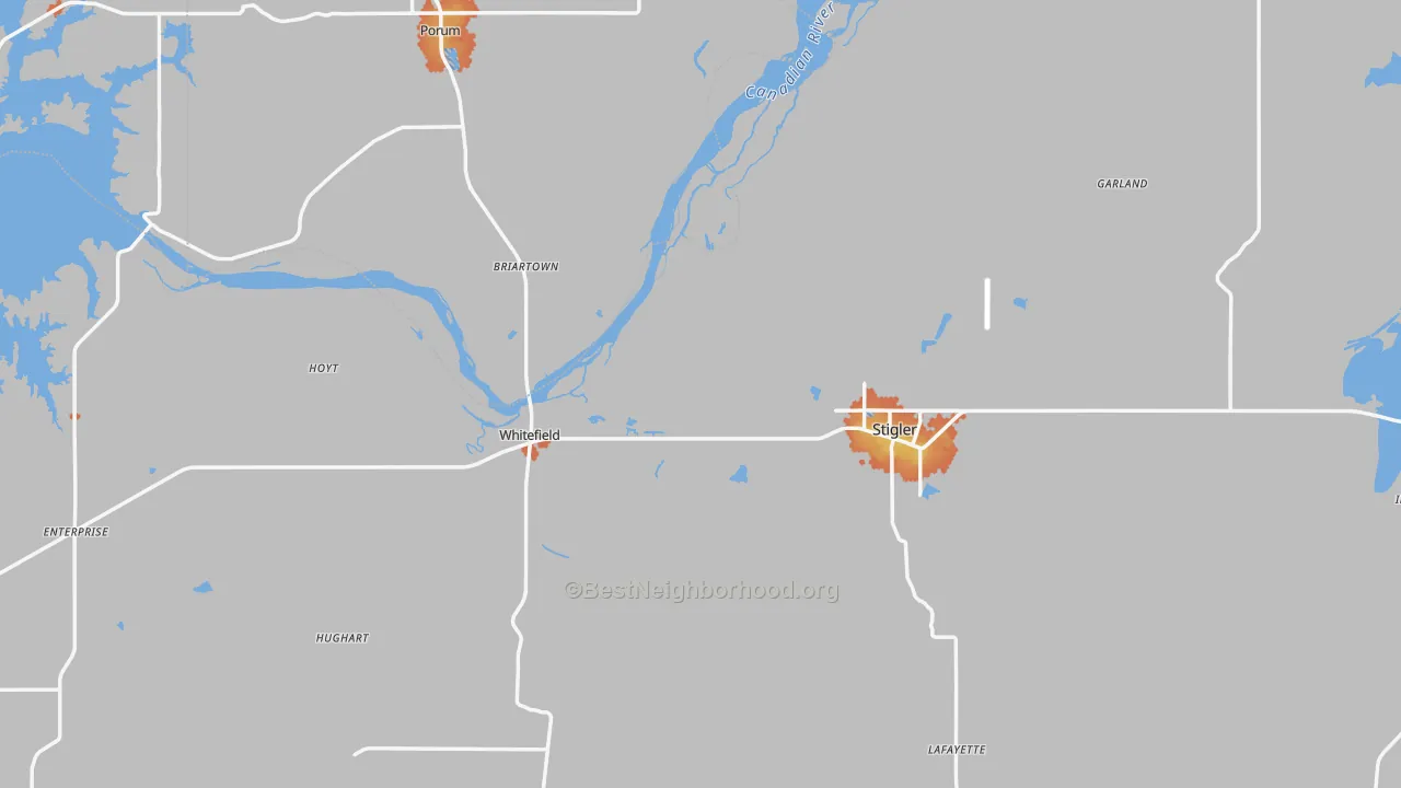 Bike Grade map of 74462, OK