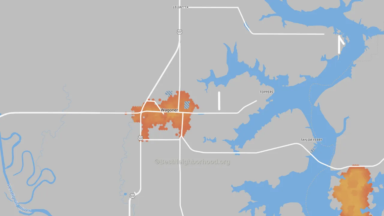 Bike Grade map of 74467, OK