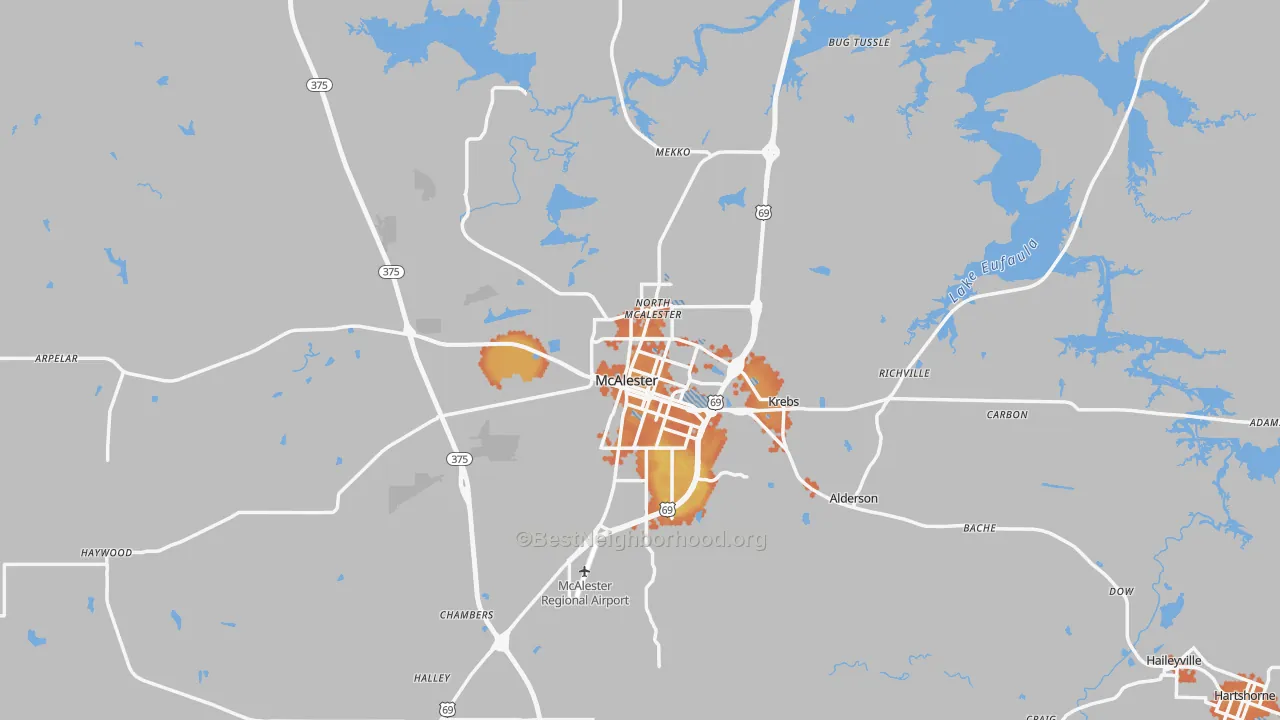 Bike Grade map of 74501, OK