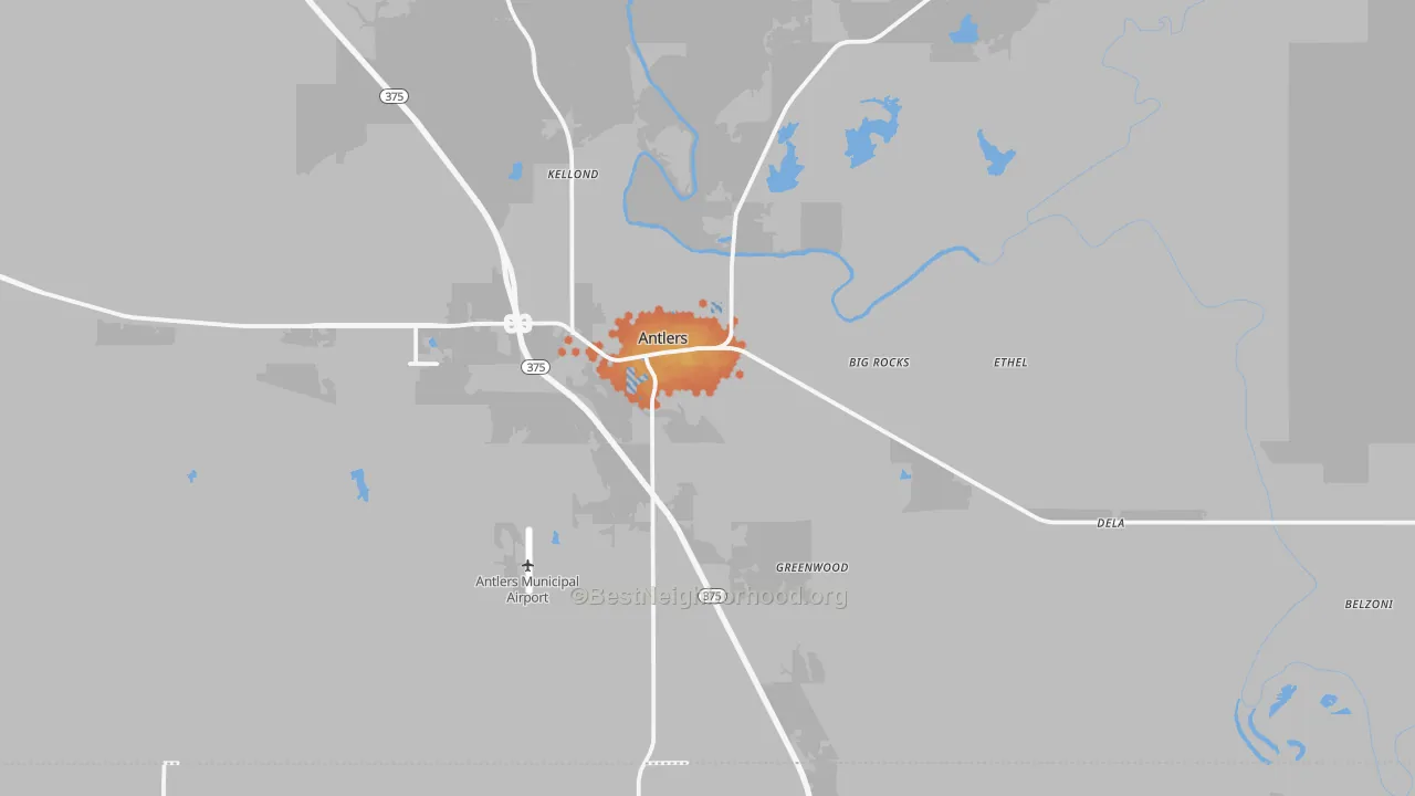 Bike Grade map of 74523, OK