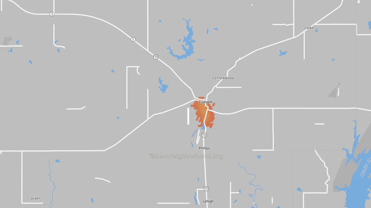 Bike Grade map of 74538, OK