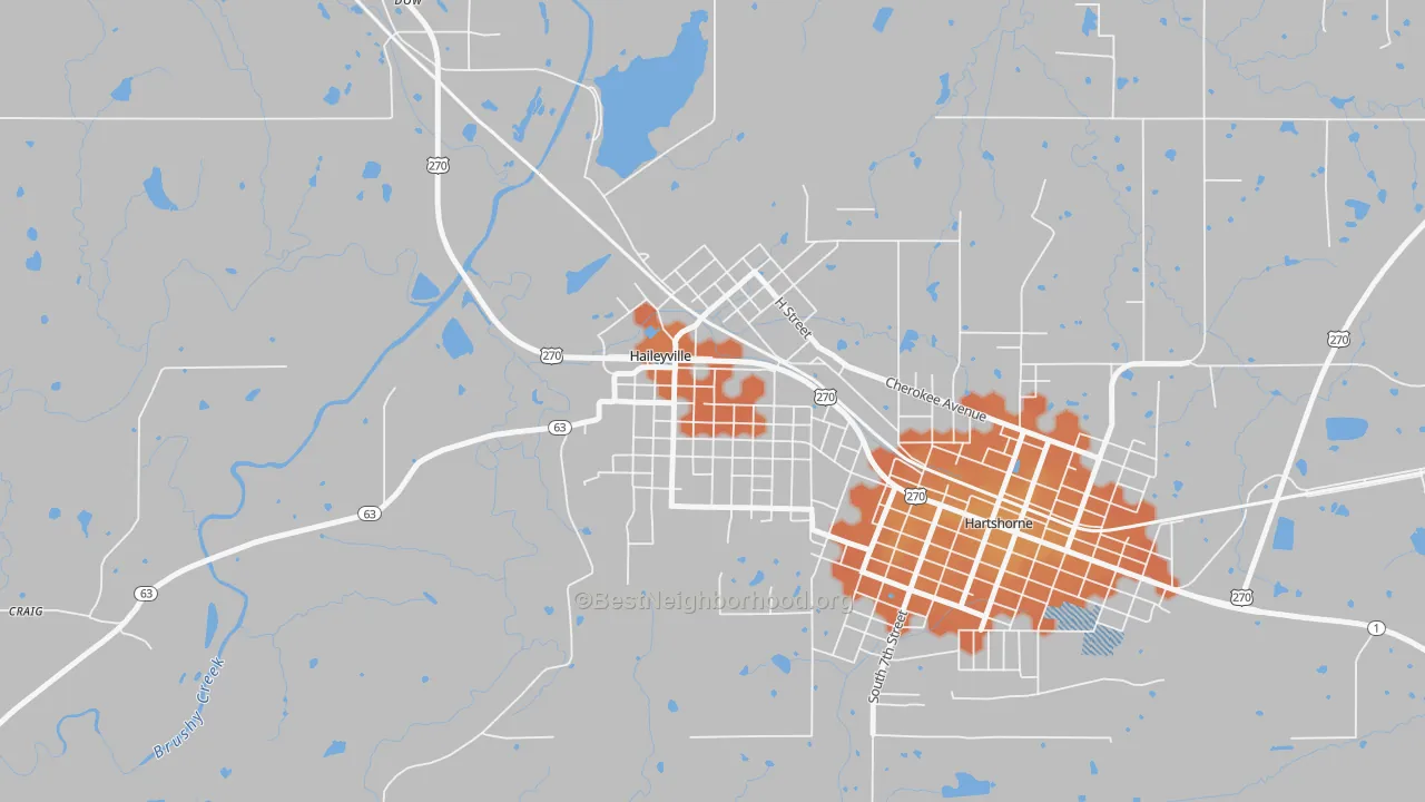 Bike Grade map of 74546, OK