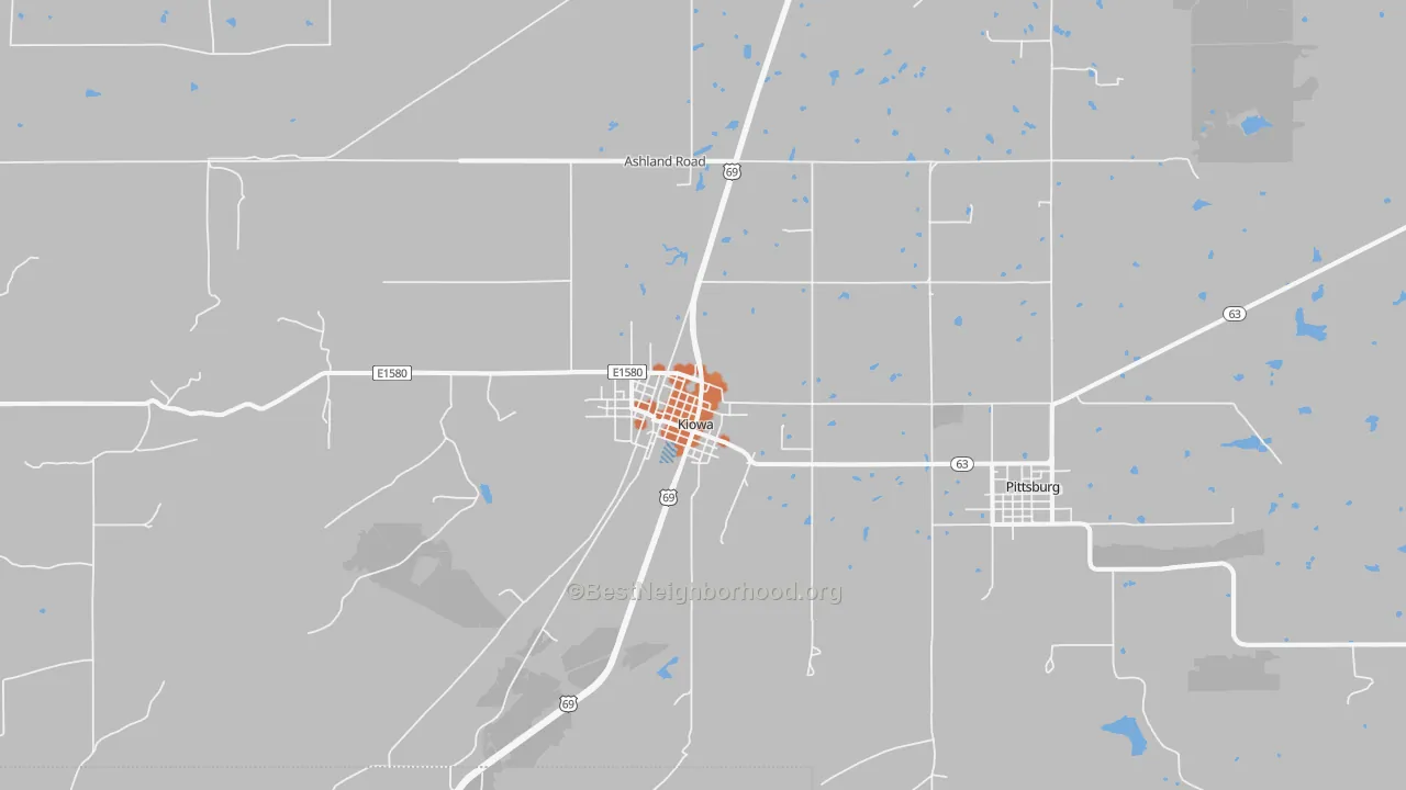 Bike Grade map of 74553, OK