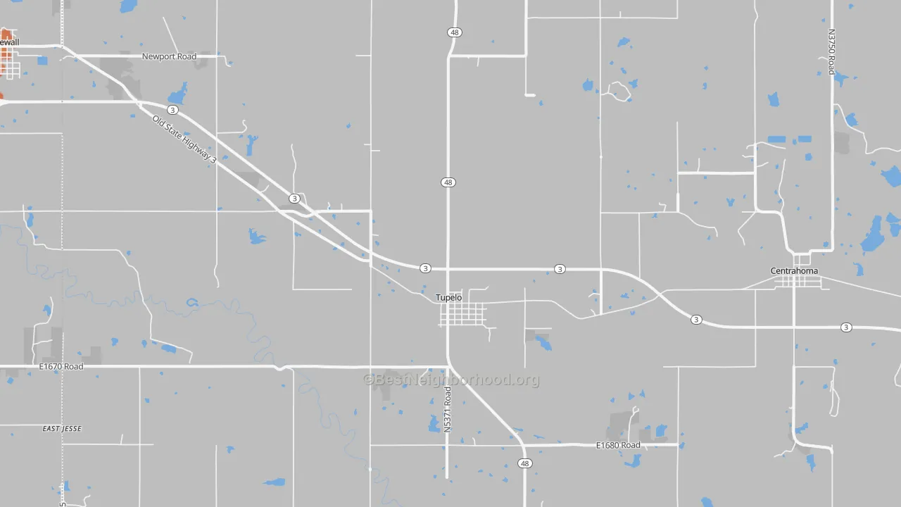 Bike Grade map of 74572, OK
