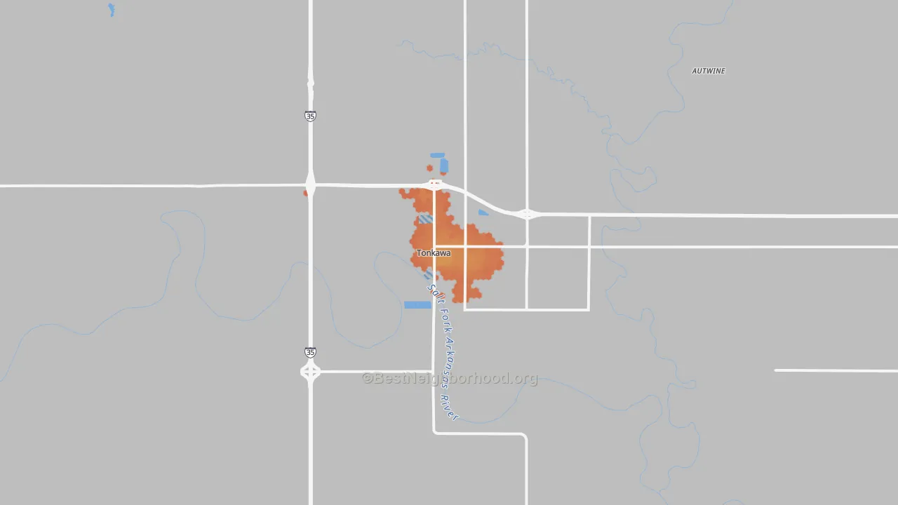 Bike Grade map of 74653, OK