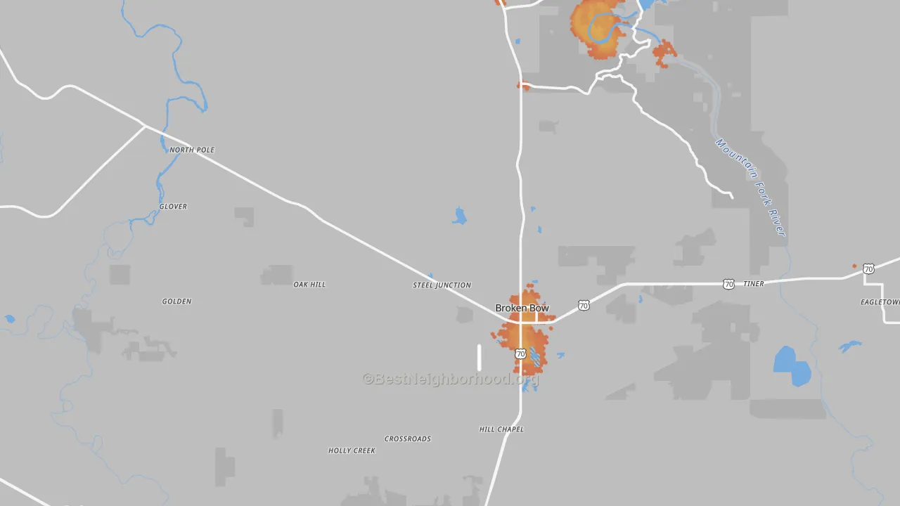 Bike Grade map of 74728, OK