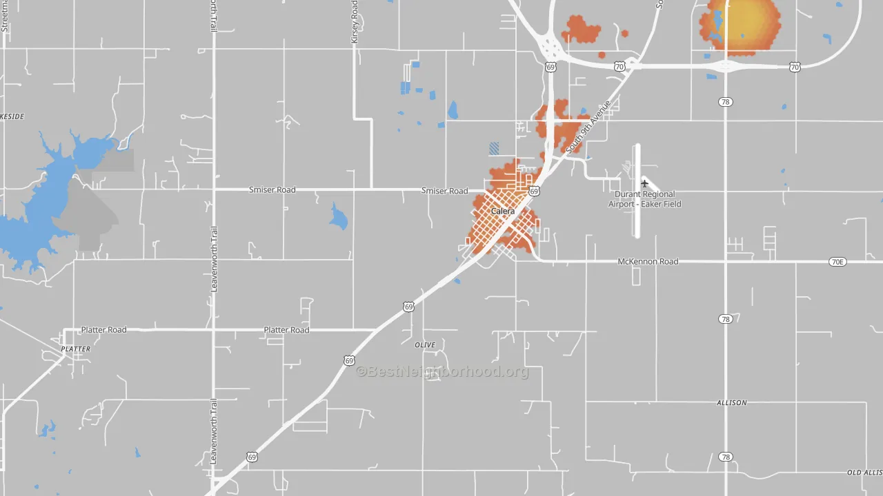 Bike Grade map of 74730, OK