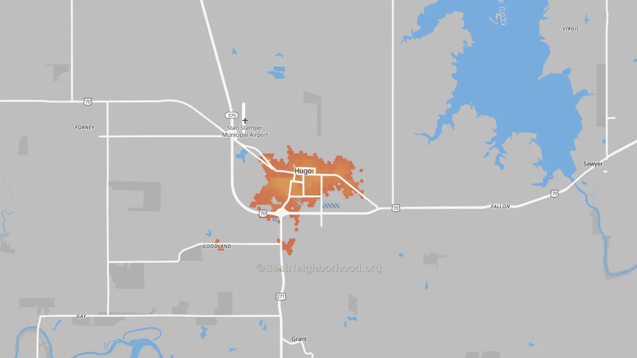 Bike Grade map of 74743, OK