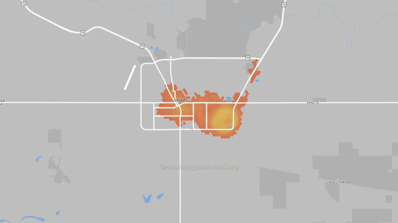 Bike Grade map of 74745, OK
