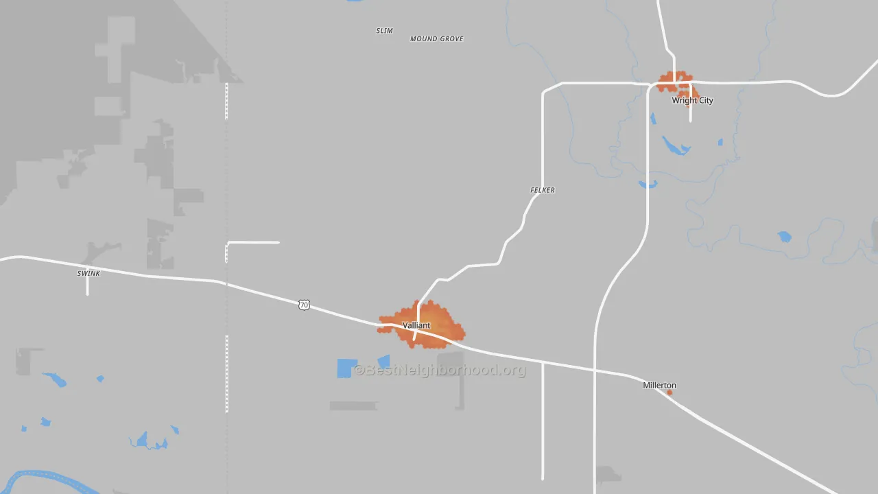 Bike Grade map of 74764, OK