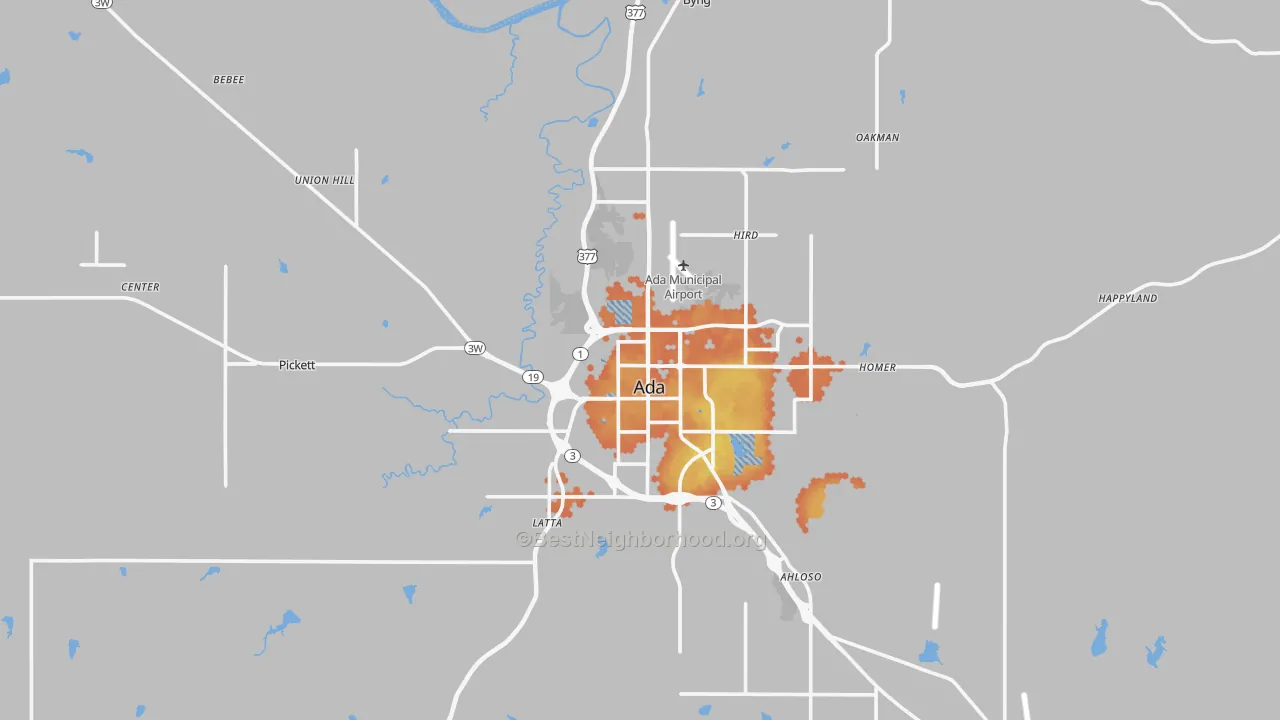 Bike Grade map of 74820, OK