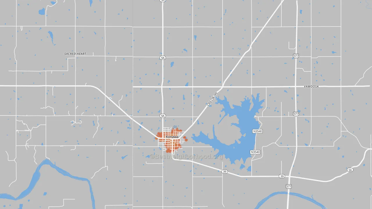 Bike Grade map of 74849, OK