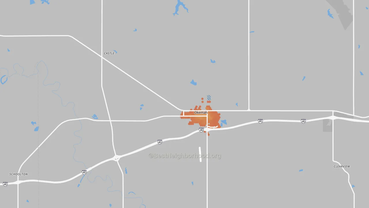 Bike Grade map of 74859, OK