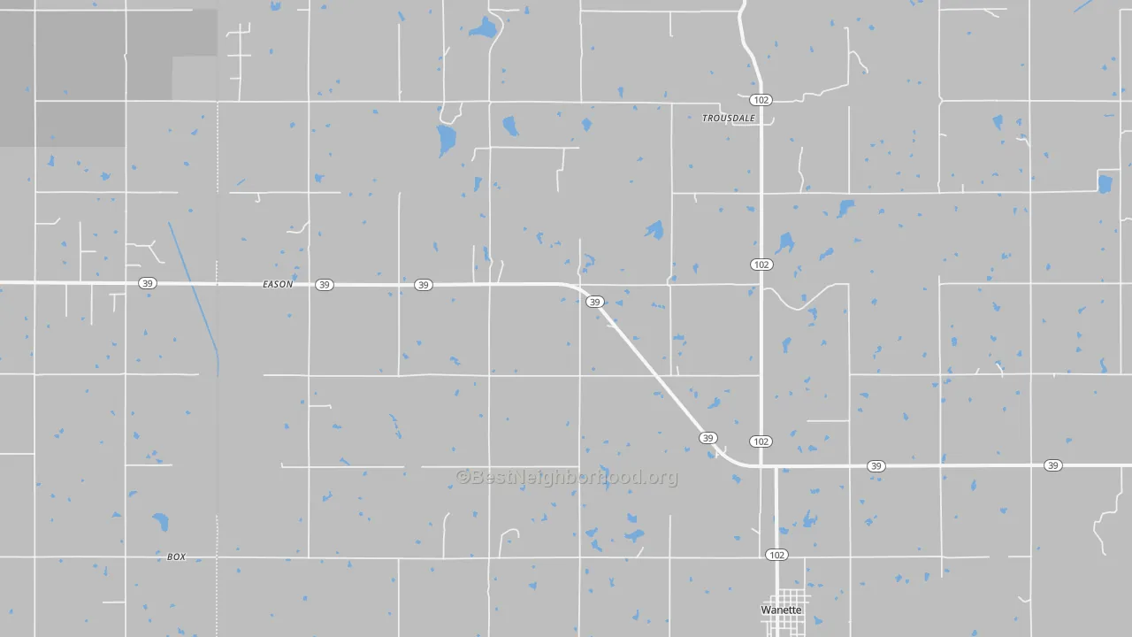 Bike Grade map of 74878, OK