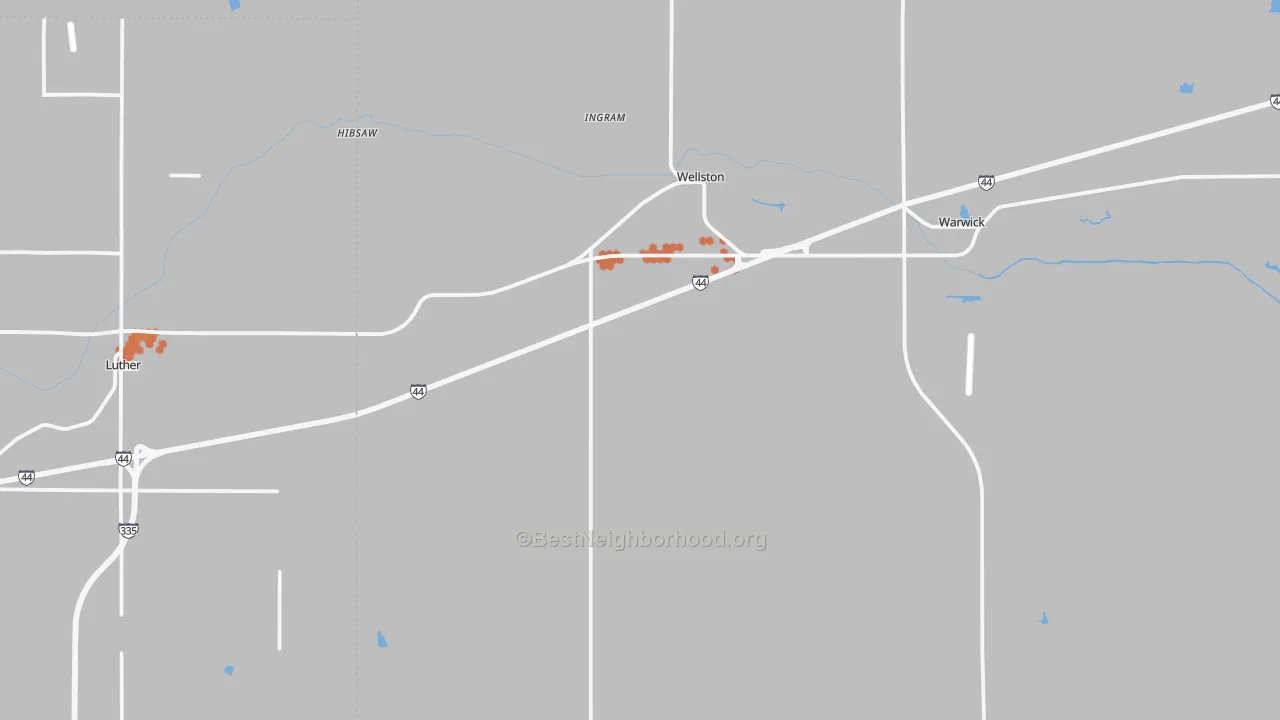 Bike Grade map of 74881, OK