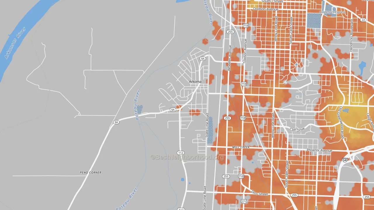 Bike Grade map of 74901, OK