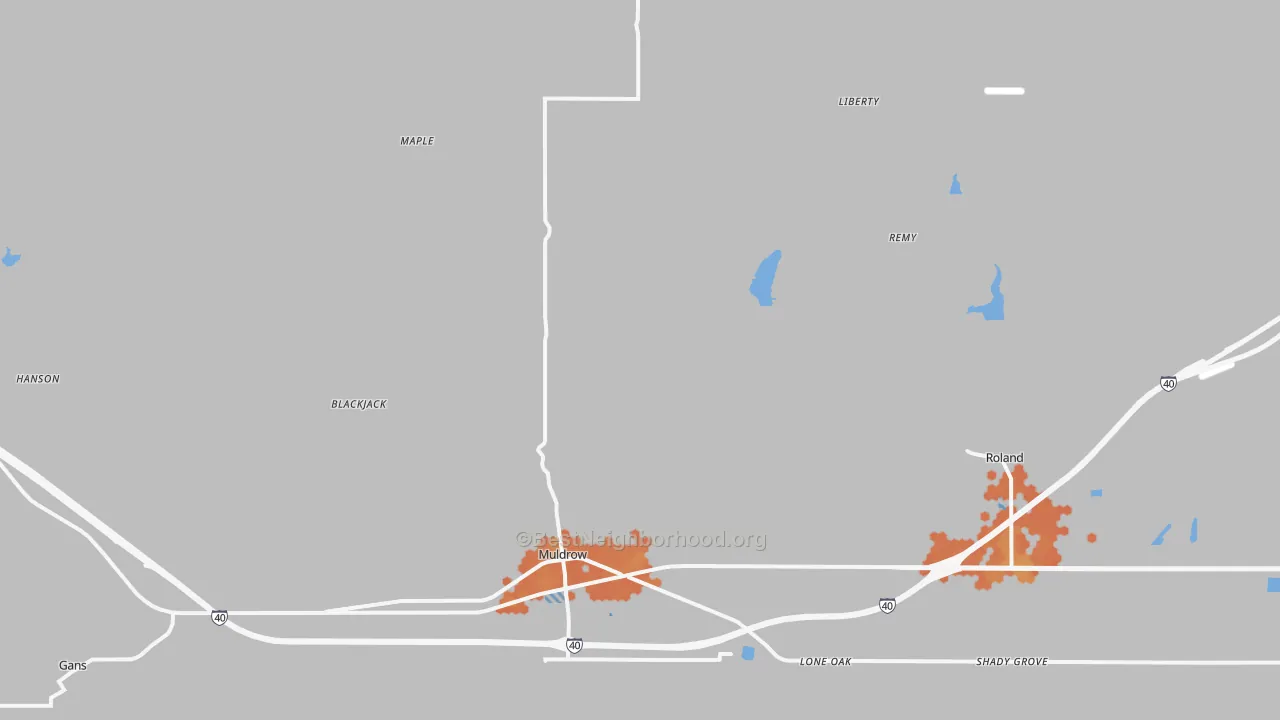 Bike Grade map of 74948, OK