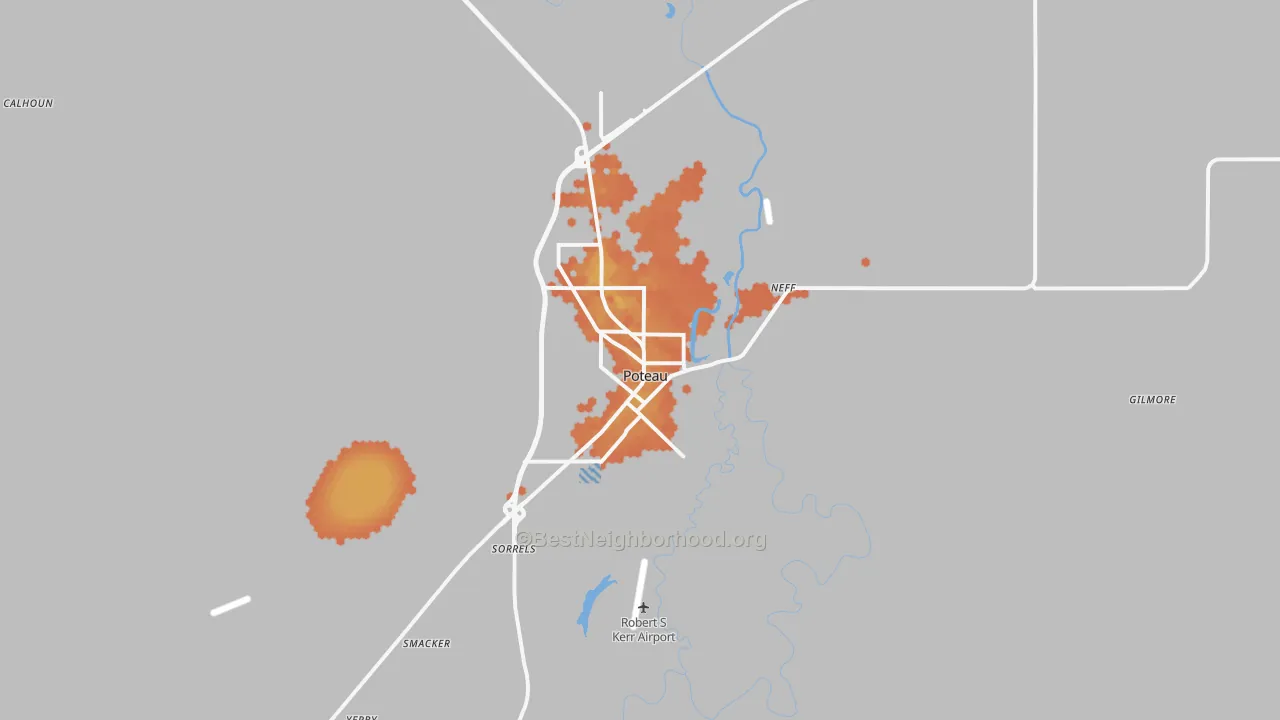 Bike Grade map of 74953, OK