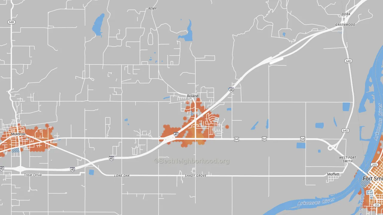 Bike Grade map of 74954, OK