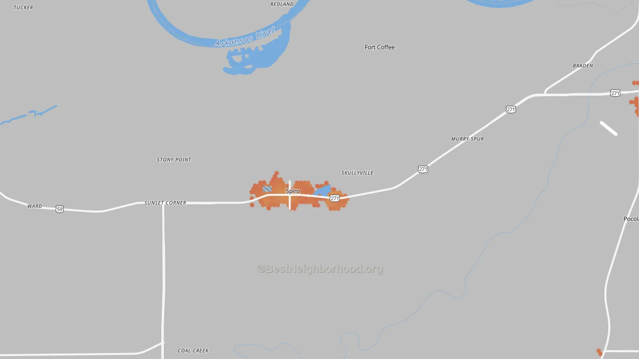 Bike Grade map of 74959, OK