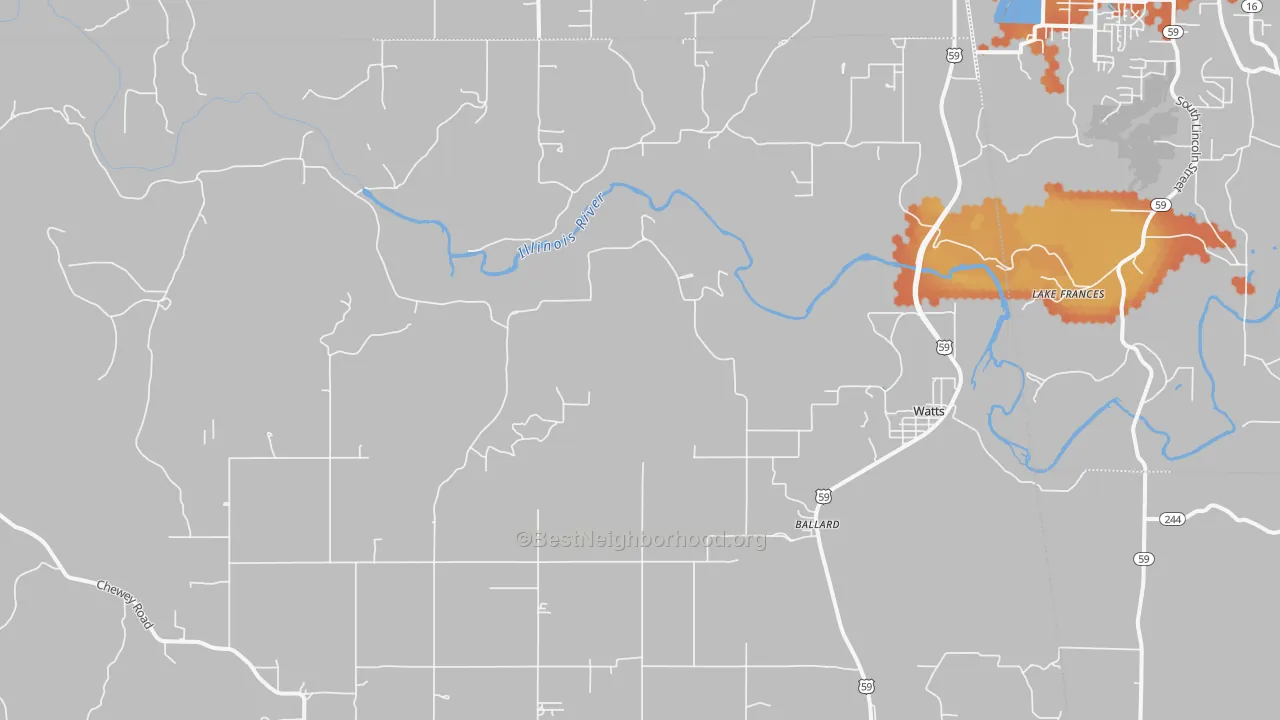 Bike Grade map of 74964, OK