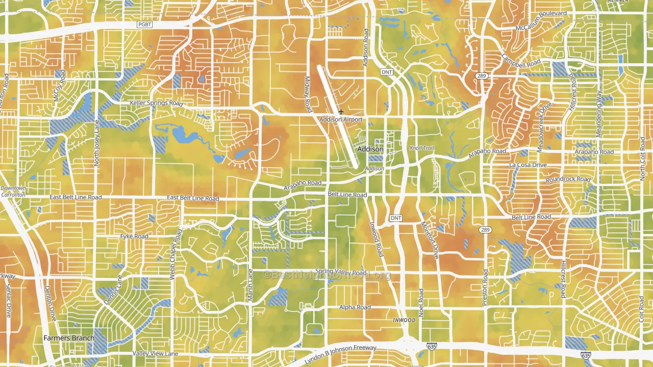 Bike Grade map of 75001, TX